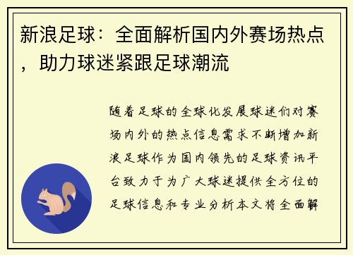 新浪足球：全面解析国内外赛场热点，助力球迷紧跟足球潮流