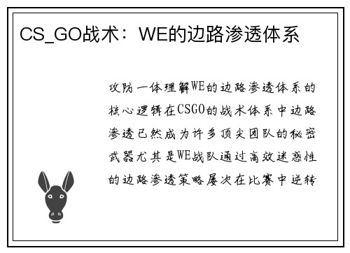 CS_GO战术：WE的边路渗透体系