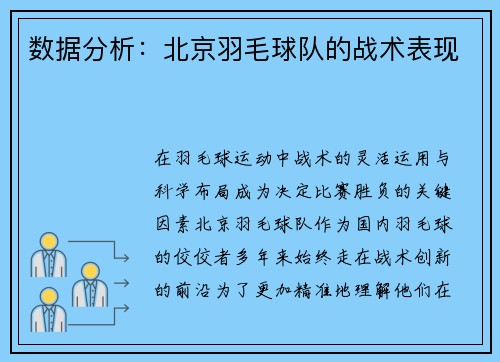 数据分析：北京羽毛球队的战术表现